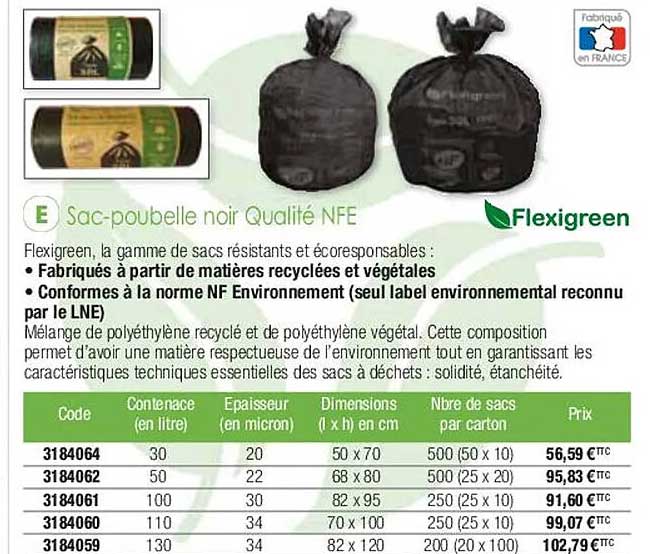 sac-poubelle noir qualité nfe flexigreen