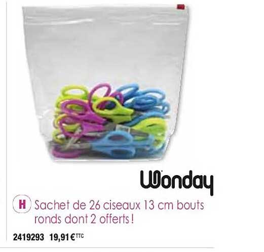 sachet de 26 ciseaux 13 cm bouts ronds dont 2 offerts!