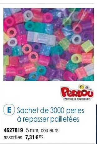 sachet de 3000 perles à repasser pailletées perlou