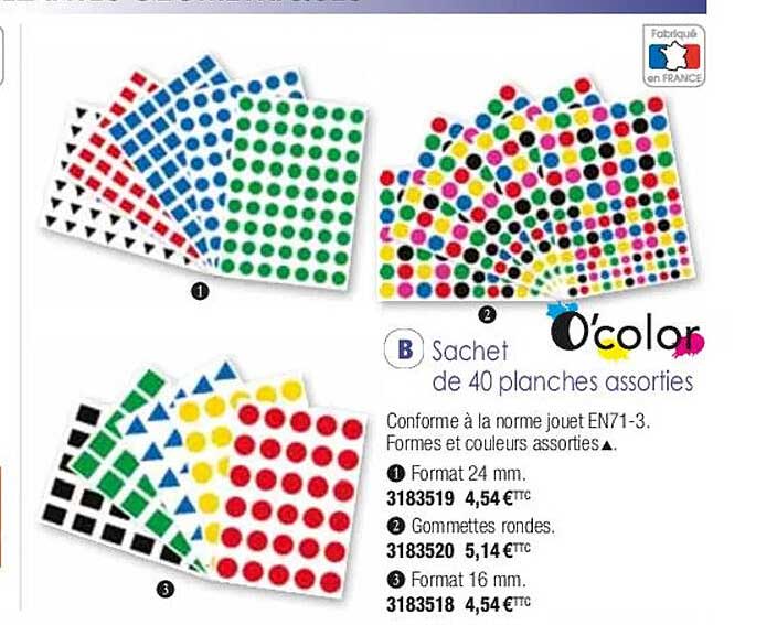 sachet de 40 planches assorties o'color