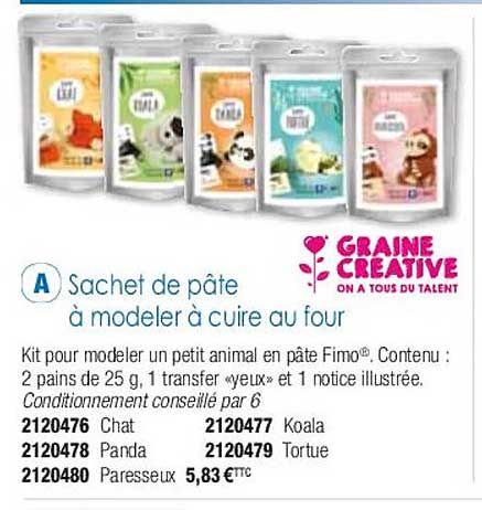 sachet de pâte à modeler à cuire au four graine créative