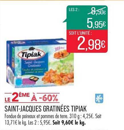 saint-jacques gratinées tipiak