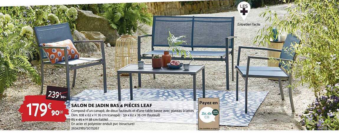 Salon De Jardin Bas 4 Pièces Leaf