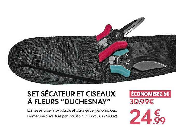 set sécateur et ciseaux à fleurs duchesnay