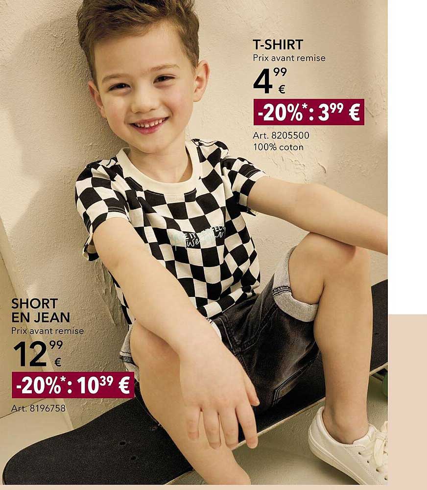 short en jean, t-shirt