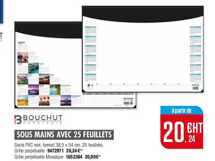 sous mains avec 25 feuilles bouchut