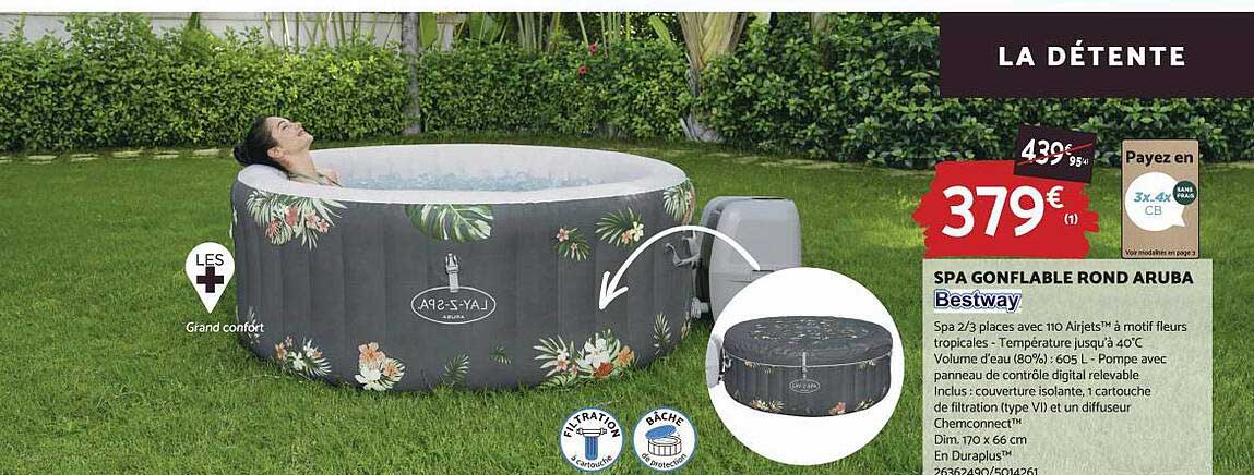 spa gonflable rond aruba bestway