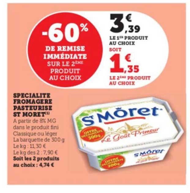 spécialité fromagère pasteurisé st moret