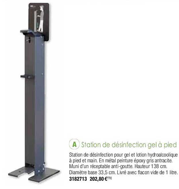 station de désinfection gel à pied