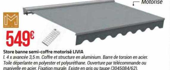 store banne semi-coffre motorisé livia