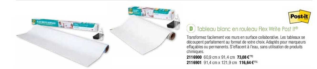 tableau blanc en rouleau flex write post it