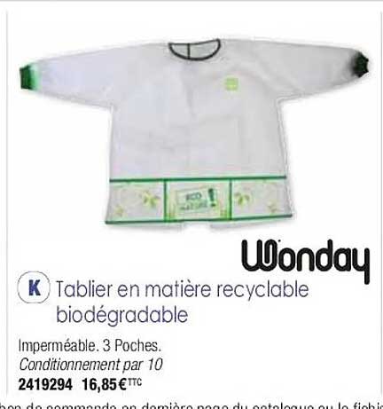 tablier en matière recyclable biodégradable wonday