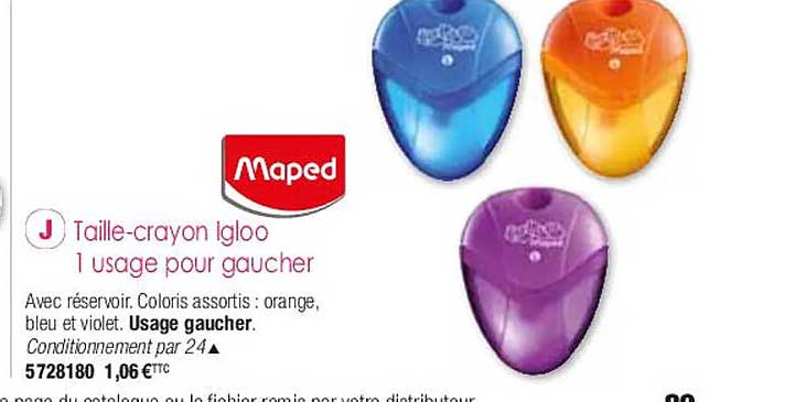 taille-crayon igloo 1 usage pour gaucher maped