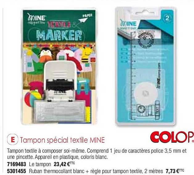 tampon spécial textile mine colop