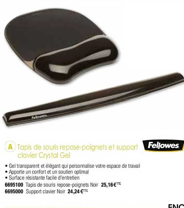 Tapis De Souris Repose-poignets Et Support Clavier Crystal Gel Fellowes