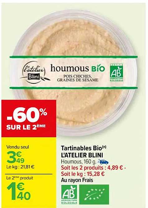tartinables bio l'atelier blini