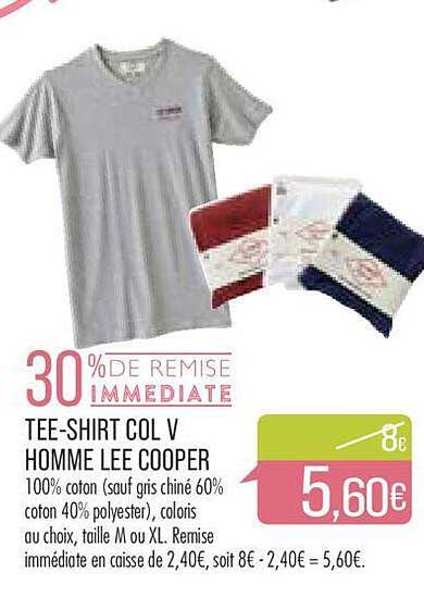 tee-shirt col v homme lee cooper