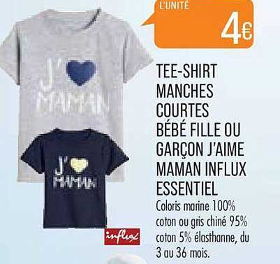 tee-shirt manches courtes bébé fille ou garçon influx essentiel