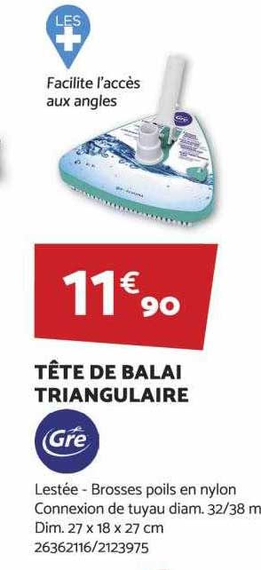 tête de balai triangulaire gré