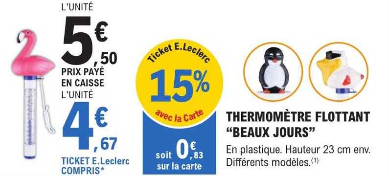 thermomètre flottant "beaux jours"