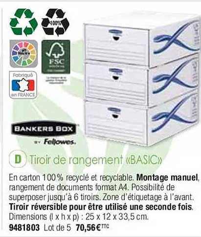 tiroir de rangement «basic» bankers box