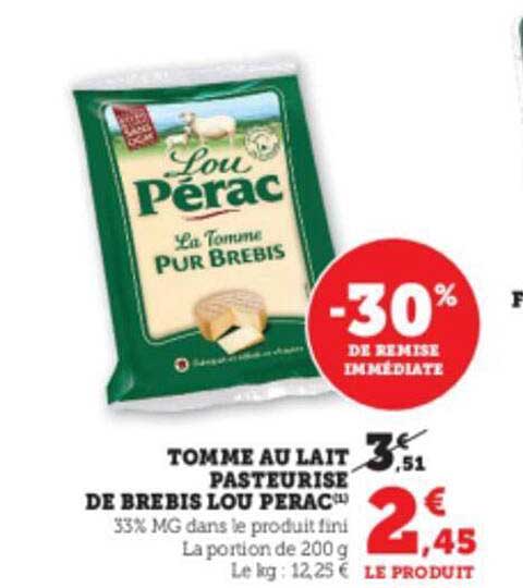 tomme au lait pasteurisé de brébis lou perac