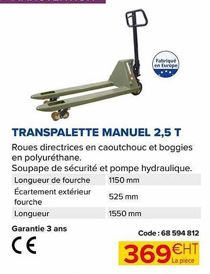 transpalette manuel 2,5t