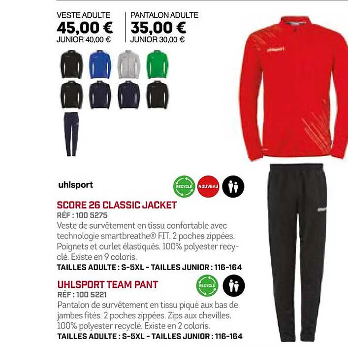 uhlsport score 26 classic jacket ou team pant
