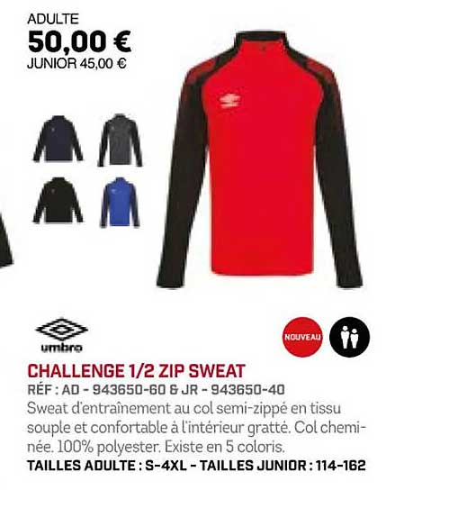 Umbro Challenge ½ Zip Sweat