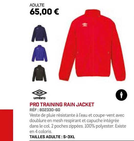 umbro pro training rain jacket