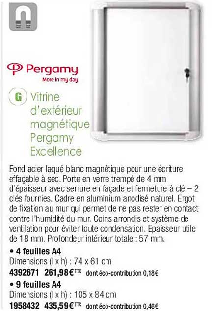 vitrine d'extérieur magnétique pergamy excellence