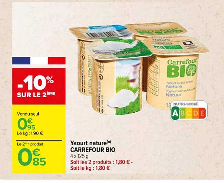 Yaourt Nature Carrefour Bio