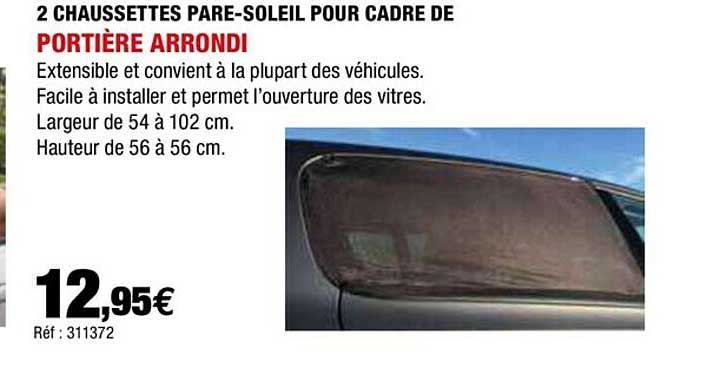 2 chaussettes pare-soleil pour cadre de portiere arrondi