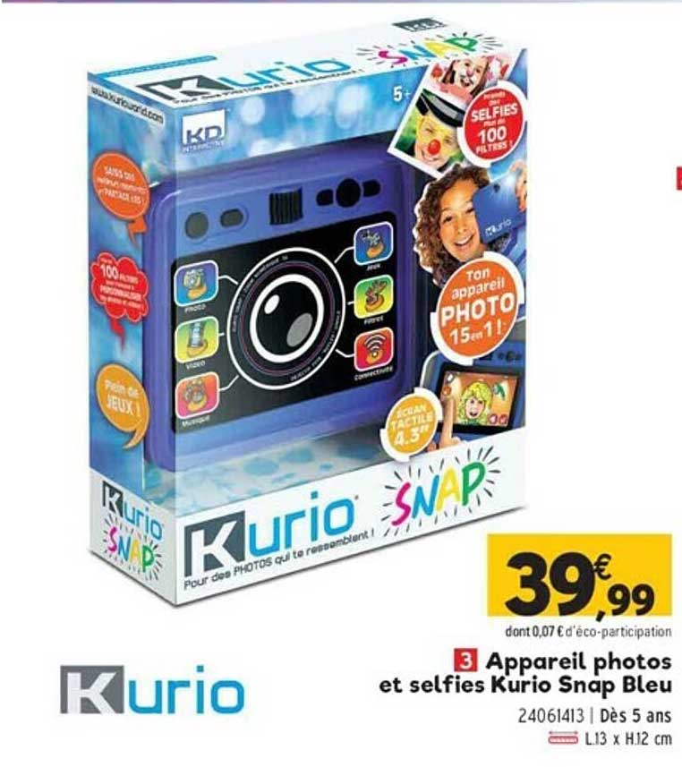 appareil photos et selfies kurio snap bleu
