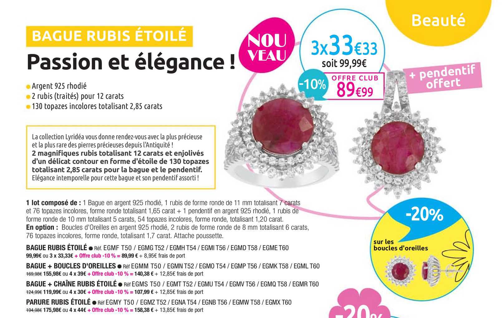 Bague Rubis étoilé
