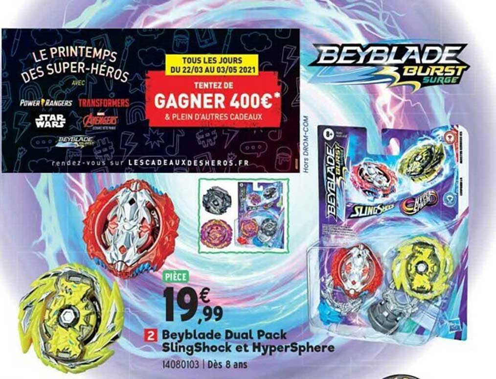 beyblade dual pack slingshock et hypersphere