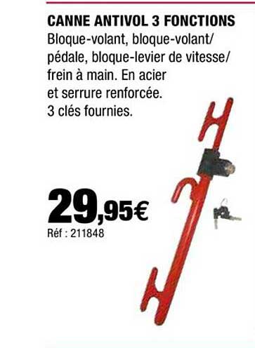 canne antivol 3 fonctions