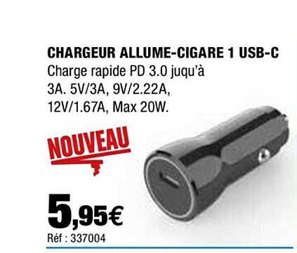 chargeur allume-cigare 1 usb-c