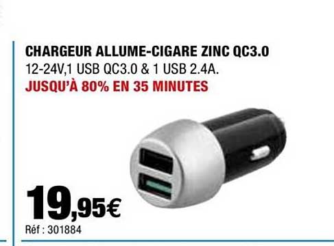 chargeur allume-cigare zinc qc3.0