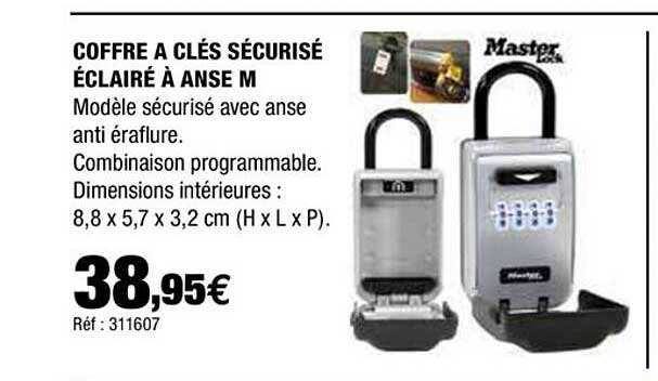 coffre à clés sécurisé éclairé à anse m master lock