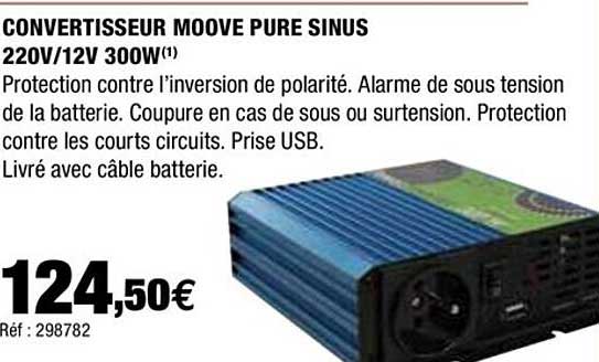 convertisseur moove pure sinus 220v-12v 300w