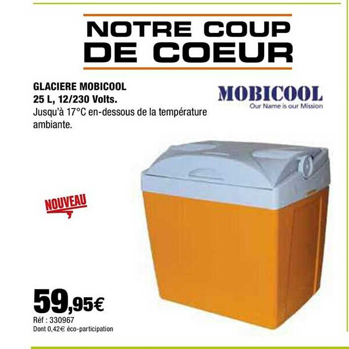 glacière mobicool 25 l, 12-230 volts