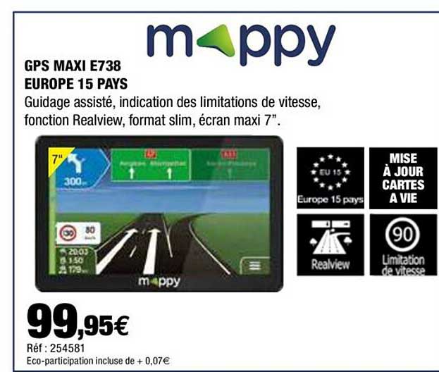 gps maxi e738 europe 15 pays mappy
