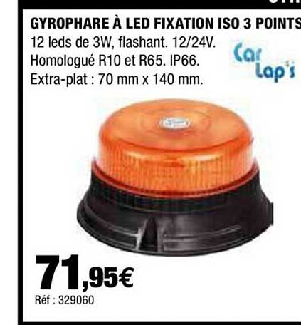 gyrophare à led fixation iso 3 points