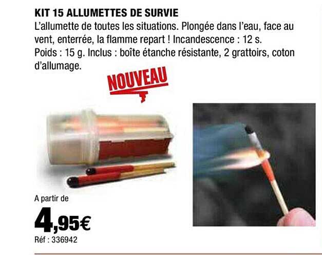 kit 15 allumettes de survie