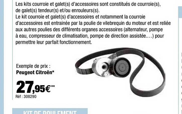 kit courroie et galet d'accessoires
