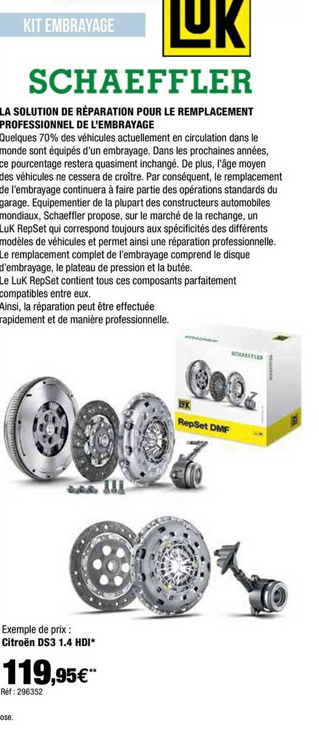 kit embrayage citroën ds3 1.4 hdi