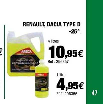 liquide de refroidissement renault, dacia type d -25°