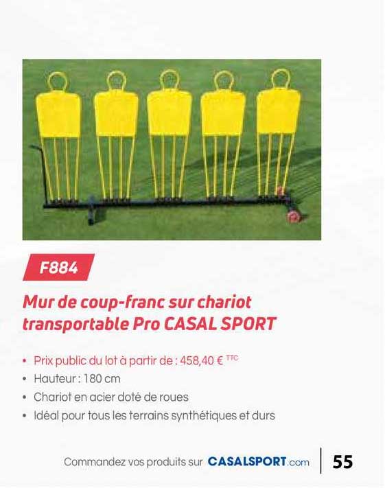 mur de coup-franc sur chariot tranportable pro casal sport f884