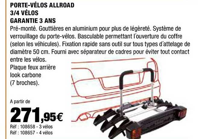porte-vélos allroad 3-4 vélos garantie 3 ans